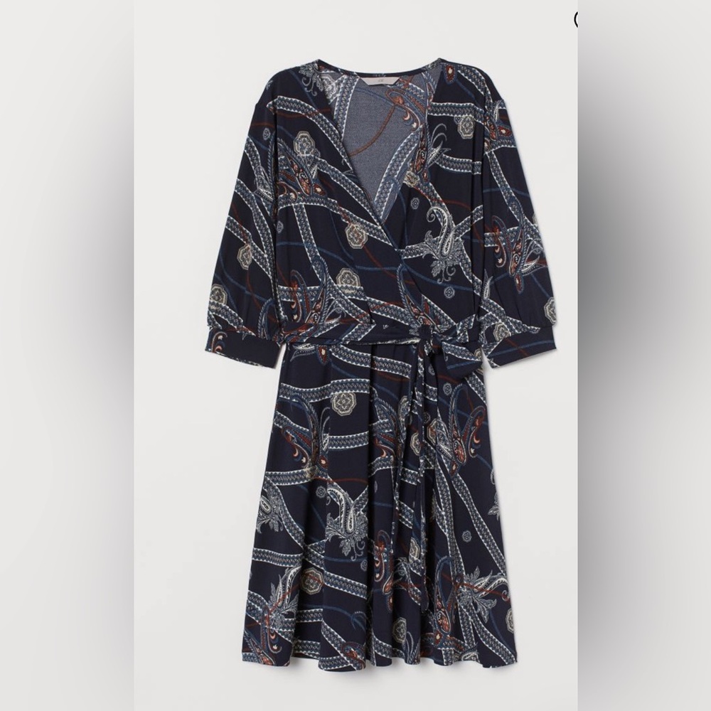 NWT H&M Dark Blue Paisley Pattern Size XS